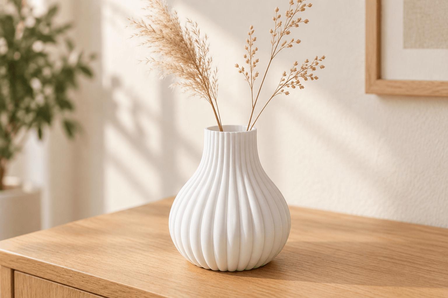 SCANDRIB · Rillenvase in Weiß