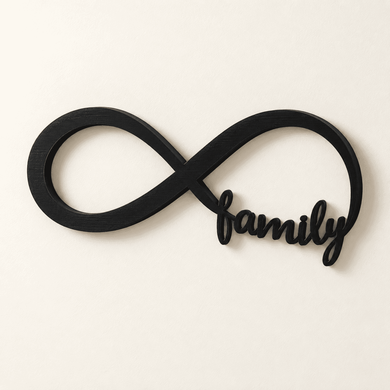 KI-Visualisierung: INFINITY · Family-Wanddeko. Abgebildeter Lieferumfang ohne Dekoration.